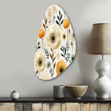 White And Yellow Playful Poppy Blossom Radiance - Asymmetric Metal Wall Art