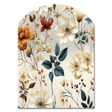 Autumn Orange And White Cottage Flowers - Asymmetric Metal Wall Art