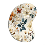 Autumn Orange And White Cottage Flowers - Asymmetric Metal Wall Art