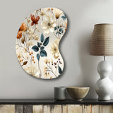 Autumn Orange And White Cottage Flowers - Asymmetric Metal Wall Art