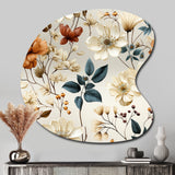 Autumn Orange And White Cottage Flowers - Asymmetric Metal Wall Art