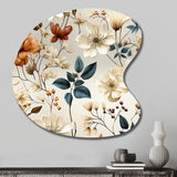 Autumn Orange And White Cottage Flowers - Asymmetric Metal Wall Art