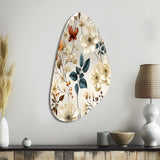 Autumn Orange And White Cottage Flowers - Asymmetric Metal Wall Art