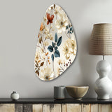 Autumn Orange And White Cottage Flowers - Asymmetric Metal Wall Art