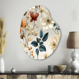 Autumn Orange And White Cottage Flowers - Asymmetric Metal Wall Art