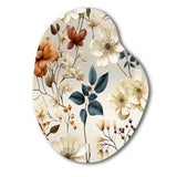 Autumn Orange And White Cottage Flowers - Asymmetric Metal Wall Art