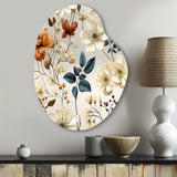 Autumn Orange And White Cottage Flowers - Asymmetric Metal Wall Art