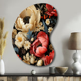 Red And Beige  Elegant Poppy Blossum Field - Asymmetric Metal Wall Art