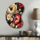 Red And Beige  Elegant Poppy Blossum Field - Asymmetric Metal Wall Art