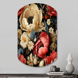 Red And Beige  Elegant Poppy Blossum Field - Asymmetric Metal Wall Art