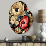 Red And Beige  Elegant Poppy Blossum Field - Asymmetric Metal Wall Art