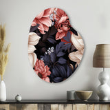 Light Pink And Pink Flowers  Pattern - Asymmetric Metal Wall Art