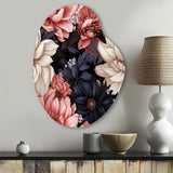 Light Pink And Pink Flowers  Pattern - Asymmetric Metal Wall Art