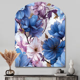 Mystical Aura Blue And Purple Floral Pattern - Asymmetric Metal Wall Art