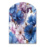 Mystical Aura Blue And Purple Floral Pattern - Asymmetric Metal Wall Art