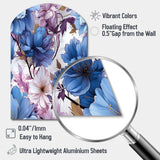 Mystical Aura Blue And Purple Floral Pattern - Asymmetric Metal Wall Art