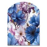 Mystical Aura Blue And Purple Floral Pattern - Asymmetric Metal Wall Art