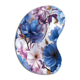 Mystical Aura Blue And Purple Floral Pattern - Asymmetric Metal Wall Art