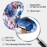 Mystical Aura Blue And Purple Floral Pattern - Asymmetric Metal Wall Art