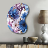 Mystical Aura Blue And Purple Floral Pattern - Asymmetric Metal Wall Art