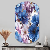 Mystical Aura Blue And Purple Floral Pattern - Asymmetric Metal Wall Art