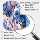 Mystical Aura Blue And Purple Floral Pattern - Asymmetric Metal Wall Art