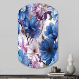 Mystical Aura Blue And Purple Floral Pattern - Asymmetric Metal Wall Art