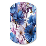 Mystical Aura Blue And Purple Floral Pattern - Asymmetric Metal Wall Art