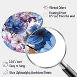 Mystical Aura Blue And Purple Floral Pattern - Asymmetric Metal Wall Art