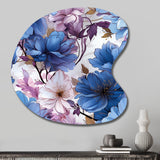 Mystical Aura Blue And Purple Floral Pattern - Asymmetric Metal Wall Art