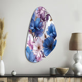 Mystical Aura Blue And Purple Floral Pattern - Asymmetric Metal Wall Art