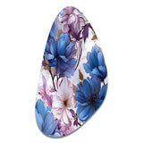 Mystical Aura Blue And Purple Floral Pattern - Asymmetric Metal Wall Art