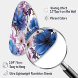 Mystical Aura Blue And Purple Floral Pattern - Asymmetric Metal Wall Art