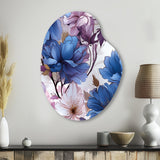 Mystical Aura Blue And Purple Floral Pattern - Asymmetric Metal Wall Art