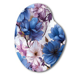 Mystical Aura Blue And Purple Floral Pattern - Asymmetric Metal Wall Art