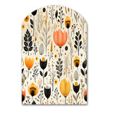 Beige Bohemian Bliss Floral Pattern - Asymmetric Metal Wall Art