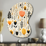 Beige Bohemian Bliss Floral Pattern - Asymmetric Metal Wall Art