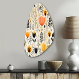 Beige Bohemian Bliss Floral Pattern - Asymmetric Metal Wall Art