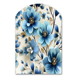 Blue Coastal Elegance Floral Pattern - Asymmetric Metal Wall Art