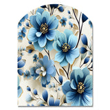 Blue Coastal Elegance Floral Pattern - Asymmetric Metal Wall Art