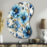 Blue Coastal Elegance Floral Pattern - Asymmetric Metal Wall Art