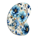 Blue Coastal Elegance Floral Pattern - Asymmetric Metal Wall Art