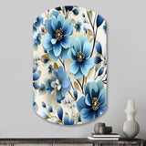 Blue Coastal Elegance Floral Pattern - Asymmetric Metal Wall Art