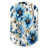 Blue Coastal Elegance Floral Pattern - Asymmetric Metal Wall Art