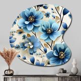 Blue Coastal Elegance Floral Pattern - Asymmetric Metal Wall Art