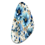 Blue Coastal Elegance Floral Pattern - Asymmetric Metal Wall Art