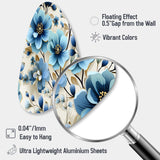 Blue Coastal Elegance Floral Pattern - Asymmetric Metal Wall Art