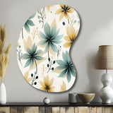 Teal & Beige Elegant Floral Pattern - Asymmetric Metal Wall Art