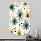 Teal & Beige Elegant Floral Pattern - Asymmetric Metal Wall Art