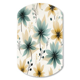 Teal & Beige Elegant Floral Pattern - Asymmetric Metal Wall Art